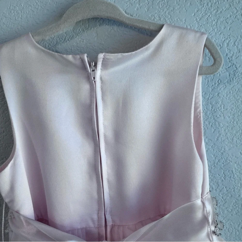 Chantilly Place Sleeveless Blush-Pink Floral Waist Tulle Gown for Girls. Size 5. - Picture 10 of 17